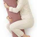 Long Pillow for Bed Corduroy Round Bolster Pillow for Adults, Decorative Body Pillow for Sleeping or Sofa Support,39 x 7.87 Inches,Brick Brown