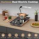 Karinear 2 Burners Electric Cooktop, 12 Inch Electric Stove 110v Plug in