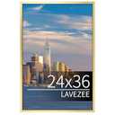 Lavezee 24x36 Poster Frame for Artwork, Puzzles and Photos, Gold Picture Frame Display 24 x 36 Inch Photo Picture Frame for Wall, Metal