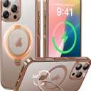 CASEKOO Desert Titanium for iPhone 16 Pro Case with 360 Spin Magnetic Stand [Compatible with Magsafe][16FT Military Protection] Polished Clear for iPhone 16 Pro Case Ring Kickstand 6.3'', Rose Gold (for iPhone 16 Pro 6.3'', Gold)