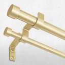 Gold Double Curtain Rod, 36 to 72 Inch Dual Curtain Rods with Aluminium Modern End Cap Finials, 1 Inch Adjustable Heavy Duty Window Treatment Rods, Telescopic Metal Double Drapery Pole Set