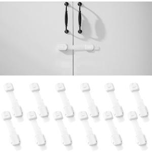 Inaya 12-Pack Child Proof Locks for Cabinet Doors, Drawers, Fridge, Toilet Seat, Dishwasher, Trash Can, Cupboard - 3M Adhesive - No Drilling - Baby Proofing Cabinet Locks (White)