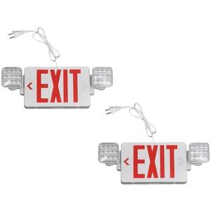 TANLUX Red Exit Sign with Emergency Lights, 1.0 Meter Plug in Exit Sign with Battery Backup Lights for Business, Commerical Emergency Lighting Combo, UL Listed, AC 120V, Double Face, 2 Pack