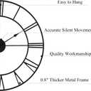 30 Inch Wall Clock Decorative, Oversized Large Black Metal Roman Numeral Silent Wall Clocks for Modern Farmhouse Living Room Decor