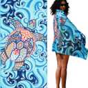 Microfiber Lightweight Beach Towel Sand Free Quick Dry Absorbent Thin Compact Towels for Swimming Pool Camping Beach Accessories Large Easy Pack Travel Things for Vacation Essentials Gift Adult (32x71 inch, Turtle Sea)