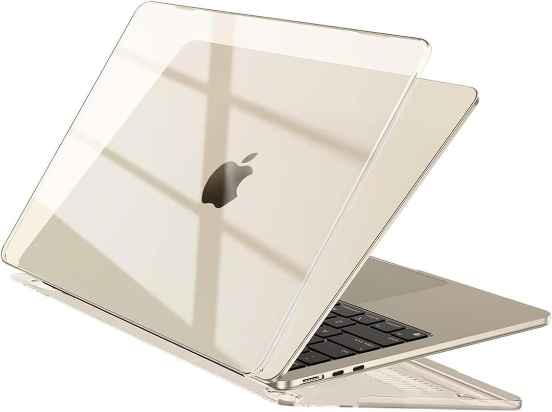 EooCoo Case Compatible with MacBook Air 13 inch M5 2026-2022 M4 M3 M2 A3449 A3240 A3113 A2681, Crystal Hard Shell Scratch Resistant Protective Cover Compatible for MacBook Air 13.6 inch, Starlight