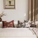 Pack of 2 Vintage Floral Pillow Covers 12x20 Christmas Boho Farmhouse Accents Chenille Rectangular Lumbar Decorative Throw Pillow Cases for Living Room Couch Bed Home Decor, Rust