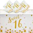 BLUE PANDA 3 Pack Sweet 16 Tablecloth for Girl 16th Birthday Party Decorations (54 x 108 in) - Birthday Tablecloth