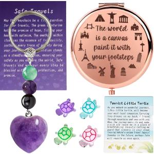 Travel Gifts Set for Women, Best Graduation Gift for Her, Daughter, Crystals Keychain Charms Unique International Travel Hiking Beach Vacation Essentials Accessories, Sister Christmas Gifts