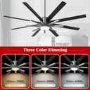 72 inch Black Ceiling Fans with Lights and Remote, Modern Large Ceiling Fan for Living Room Bedroom Patio，6 Speed Reversible，8 Blades and 9 Lights，3 CCT，Black Gray