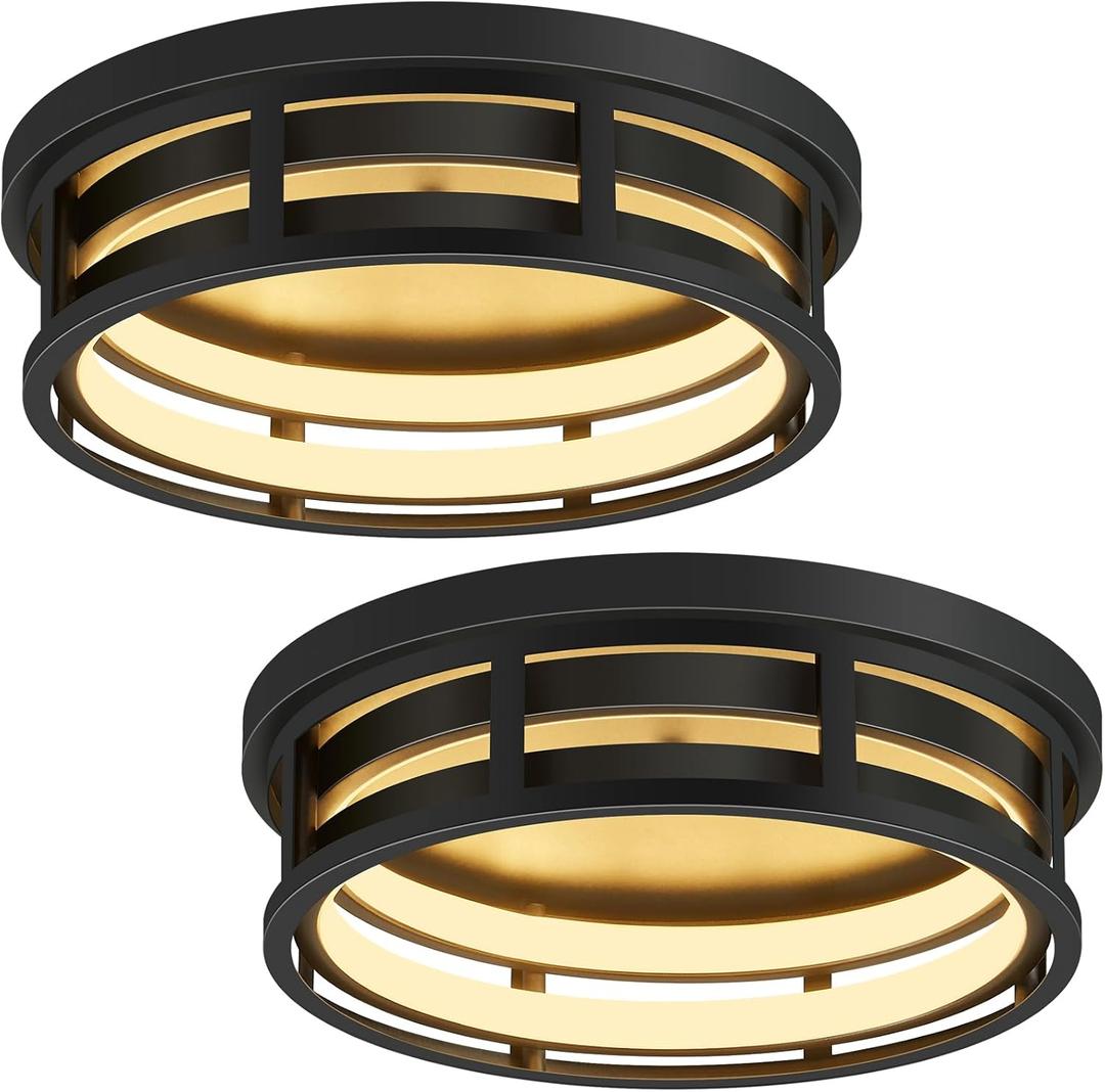 ZHU YAN LED Flush Mount Ceiling Light Fixture,Modern Hallway Light Fixtures Ceiling,3 Color Selectable Light Fixtures Ceiling Mount for Kitchen Hallway Entry Bedroom (2 Pack)