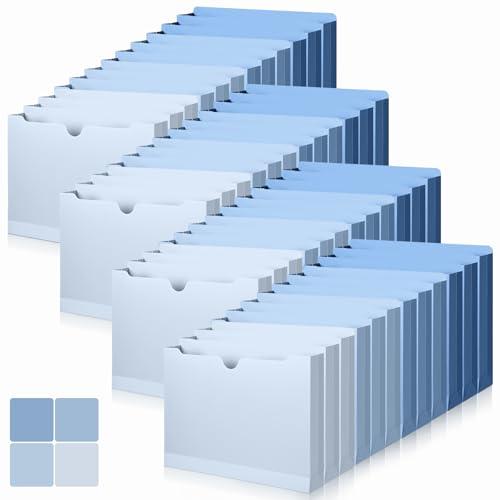 AmazingSpark 48 Pack Blue File Folders, Expandable File Jackets, Gradient 11.8 x 9.4 inch Blue Expansion Pocket Letter Size, Reinforced Straight-Cut Tab, A4 Letter Size Jackets for Office, Home