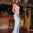 SANDERY Tank Tops for Women Summer Sleeveless V Neck Fitted Top Slim Ribbed Racerback Basic Cami Shirt Tanks (Small)