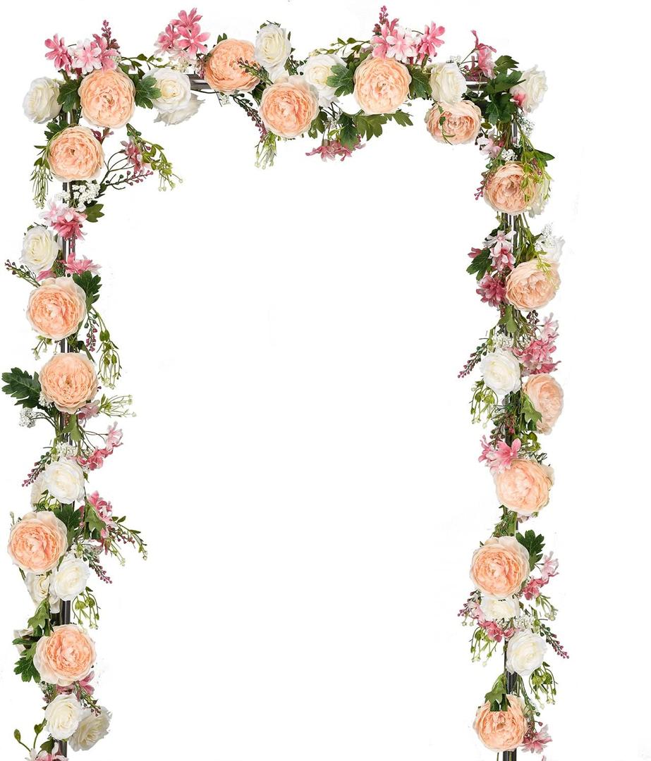 DearHouse 2Pack Artificial Peony Flower Garland - Silk Peony Garland with Pink and White Flowers for Wedding Party Table Decoration,6ft/Strand