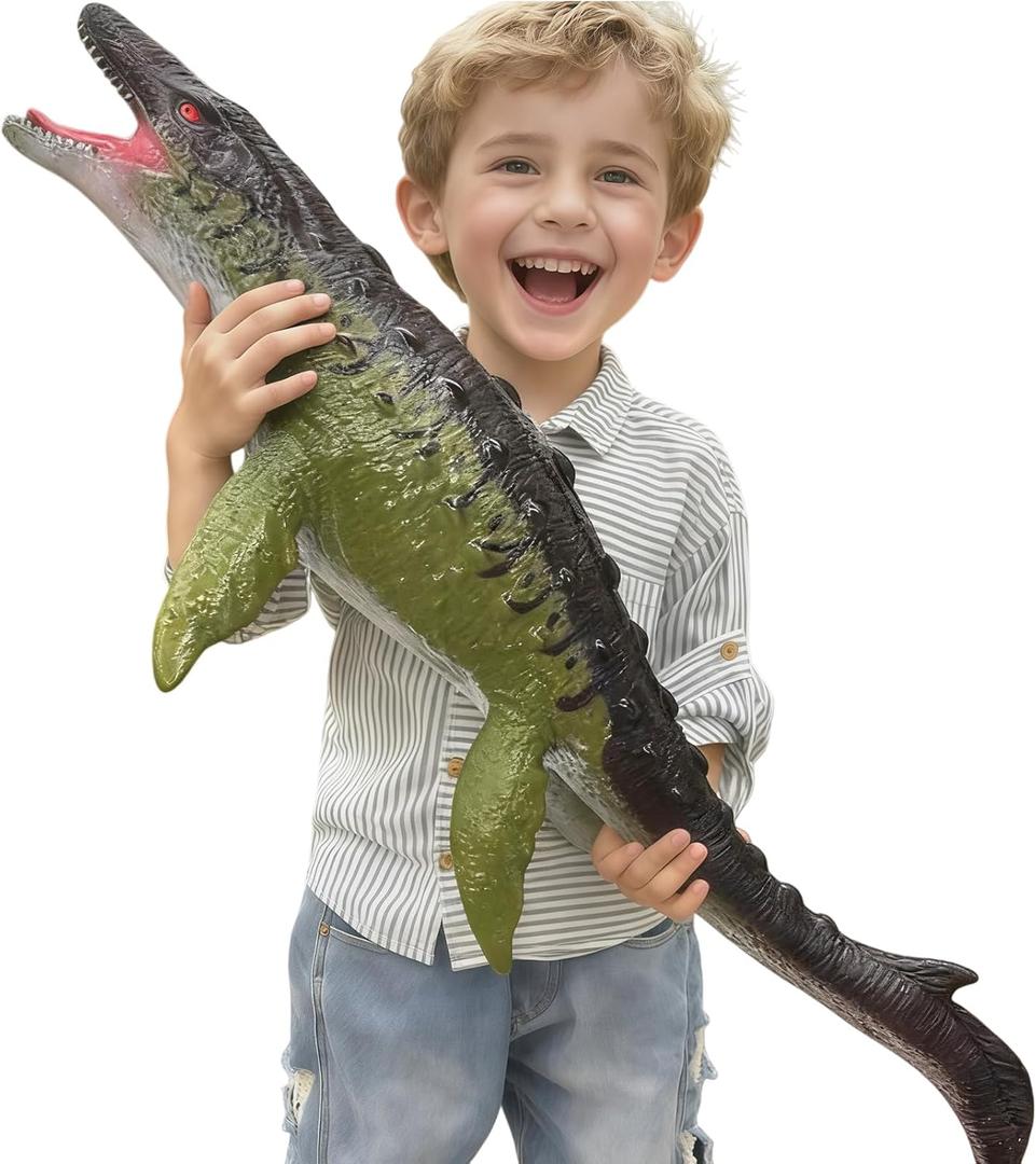 Large Dinosaur Toys- 32" Mosasaurus Soft Dinosaur Toys for Kids 3-5, Big Inflatable Dino for Boys Girls, Toddler Party Favors Birthday Gifts