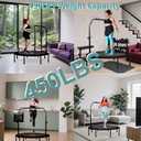 RAVS Mini Trampoline for Kids Adults 40"/48" Foldable Fitness Rebounder Kids Trampoline with 5 Levels Height Adjustable Handle Resistance Bands Indoor Workout