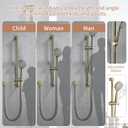 304 Stainless Steel Shower Slide Bar 28-Inch with Adjustable Handheld Shower Head and 59-Inch Hose, High Pressure 5 Setting Hand Shower with Wall Mount，Shower Slide Bar Combo, Brushed Gold