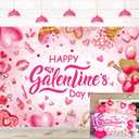 Happy Galentine's Day Backdrop 8x6FT Hot Pink Galentines Day Party Decorations Background Galentine Girls Party Supplies Photo Props