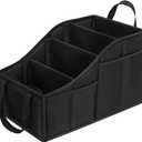 YOHOOLYO Car Seat Organizer Backseat Car Organizer with 4 Compartments, 4 Cup Holders and 7 Mesh Pockets for Front and Rear Seat, Black