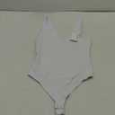 REORIA Butsmooth® Womens Sexy Deep V Neck Backless Sleeveless Double Lined Thong Bodysuits for Going Out, Medium White