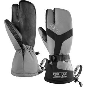 Waterproof Winter 3-Finger Ski Gloves Warm Insulated Snow Mittens for Cold Weather Snowboard Snowmobile (Medium, Grey)