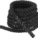 MECCANIXITY Battle Rope 20ft x 1 Inch Polyester Workout Rope Heavy Fitness Exercise Rope for Strength Training Home Gym Muscle Building, Black
