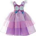 Mermaid Ariel Princess Dress Costume Birthday Party Dress For Girls Dress Up, Birthday Gift, Halloween Costume (6 Years, Purple)
