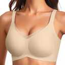 Vertvie Wireless Bras for Women No Underwire Supportive Mesh Crossover Bra Seamless Push Up Full Coverage Everyday Bralettes XXXL