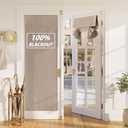 RYB HOME 100% Blackout Linen French Door Curtain - Home Decor No Drill Door Curtain for Front Window, Thermal Insulated Privacy Blinds with 2 Adhesive Tapes, W 36 x L 72, 1 Panel, Mocha
