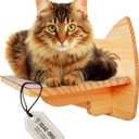 IDAE Cat Wall Shelf  Modern Wall-Mounted Furniture with Face Design  Wooden Perch for Large Indoor Pets  Natural Pine Climbing Shelf