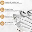 40 Piece Silverware Set, Stainless Steel Flatware Cutlery Set Service for 8, Mirror Polished Tableware Eating Utensils Set for Home Kitchen, Include Knife Fork Spoon Set, Dishwasher Safe