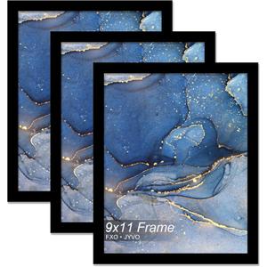 9x11 Picture Frame Set of 3, Black Frame for 9 x 11 Inch Picture Poster Photo, Light Weight and High Transparent 9 by 11 Frame for Wall - 3 Pack/Black/9"x11"
