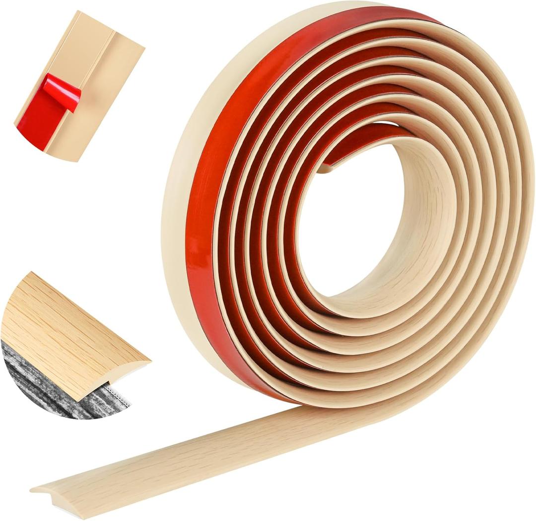 10Ft Floor Transition Strip Self Adhesive Carpet to Tile Floor Edging Trim PVC Threshold Strips, Peel and Stick Floor Joining Strip Suitable for Threshold Height Less Than 5mm (Beige Cream)