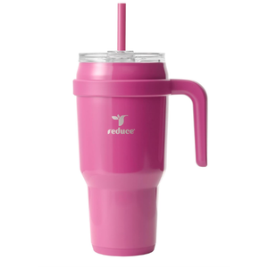 REDUCE 40 oz Stainless Steel Tumbler with Handle - Dual-Wall Vacuum Insulated Travel Mug, Sweat-Proof Lid & Reusable Straw - Keeps Drinks Cold for 24 Hrs, Fits Cupholders, Dishwasher Safe - Sangria