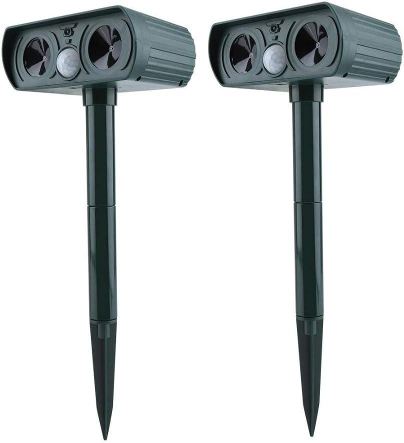 Ultrasonic Solar Animal Repellent (2 Pack), Pest Repeller, Solar Powered Waterproof Outdoor forrepelling Moles, Rats, Snakes