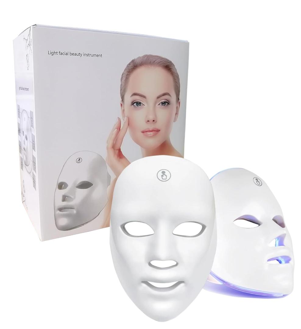 LED Face Mask for Skin Care, 7-1 Colors Portable Red Light Face Mask, Facial Skin Care Mask for Home & Travel Use