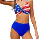 TALLWH Girls Swimsuit Two Piece Cute Bunny Knot Bikini Set Color Block Welt Twist Cross Girls Bathing Suit 9-10 Years