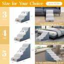 POCBLUE Dog Stairs for Small Dogs 15.7" H, Wide Pet Step for Couch/Sofas/Chairs, Curved Pet Ramps for Small Dogs & Cats with High-Density Foam and Washable Cover, 3-Step, Grey