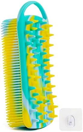 Silicone Exfoliating Body Scrubber Loofah Silicone Scalp Massager Shampoo Brush Soft Body Scrubbers for Use in Shower Lathers Well Easy to Clean 2 in 1 BSROLUNA (1 Pack Camouflage Green)