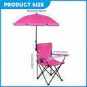2 Pack Beach Umbrella Chairs Folding Camping Portable Beach Chairs with Canopy Shade Adults with Cup Holder Carrying Bag for Camping Hiking Travel Picnic Outdoor Events(Rose Red)