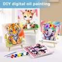 hkejoi 4 Pack Animal Paint by Numbers Kit for Kids with Framed, Easy Paint by Number Crafts for Ages 4-8, Simple Painting Kits for Home Wall Decor 7.87''Wx7.87''L (Cartoon-1)