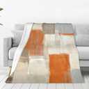 Orange Grey Throw Blanket Abstract Art Painting Blankets Soft Plush Fleece Blankets for Women Men Kids Birthday Gift 60"X50"