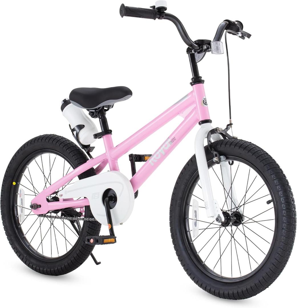 RoyalBaby Freestyle Kids Bike Girls 18 Inch BMX Childrens Bicycle with Kickstand for Ages 5-8 Years, Pink