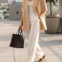 Cicy Bell Womens Short Sleeve Oversized Blazers Lapel Button Down Jackets, Medium, Dark Khaki