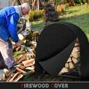 40 Inch Firewood Log Rack Cover 104 x 102 x 61 cm, Heavy Duty 600D Oxford Firewood Log Hoop Cover with PVC Backing, Outdoor Waterproof Round Fire Wood Rack Cover with Zipper, Buckles, Velcro
