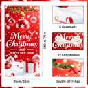 2 x Christmas Door Cover Decorations 35x71 Inch Merry Christmas Door Covers for Front Door Xmas Banner Decorative Ball Photo Booth Props Backdrop for New Year Holiday House Party Sign Supplies with 19.68 Ft Ribbon