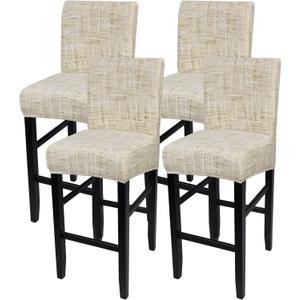 SearchI Bar Stool Covers Set of 4, Stretch Washable Barstool Seat Covers, Counter Height Chair Covers for Kitchen Dining Room Cafe (Beige White Stripe)
