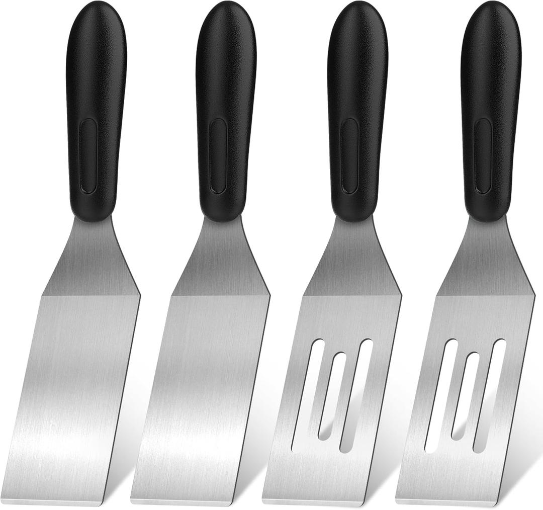 2Pcs Stainless Steel Spatula Set,Mini Serving Spatula for Kitchen Use,Metal Spatula for Cooking with Heat Resistant Handle,Metal Spatulas for kitchen use for PancakesLasagnaBrownies (4PCS)