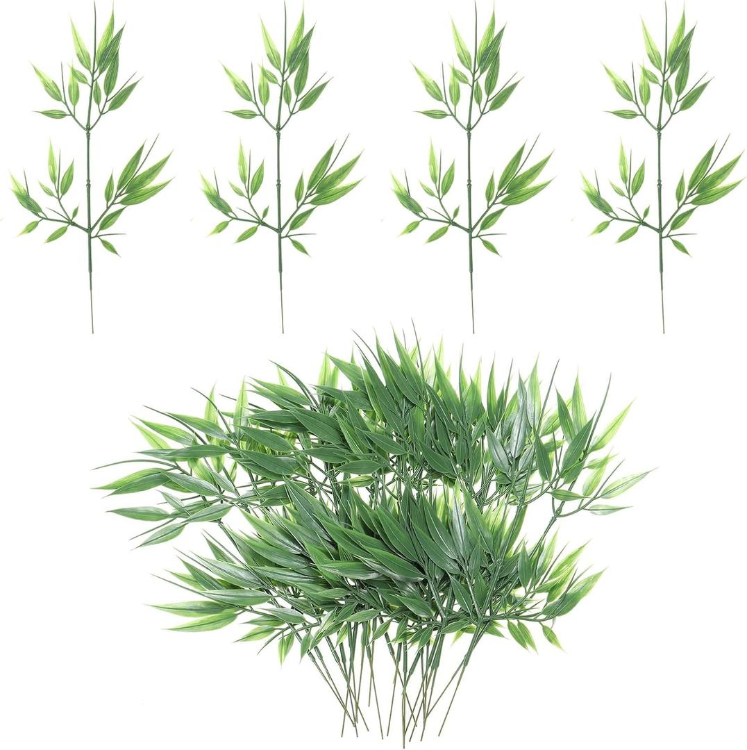PATIKIL 13" Artificial Bamboo Leaves, 20Pcs Faux Bamboo Leaves Fake Greenery Leaf for Home Hotel Office Decoration, Green
