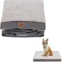 Sunheir Washable Large Dog Bed Covers Soft Plush Replacement, Waterproof Dog Bed Liner, Pet Bed Cover with Zipper 36x27x3 Inches, Grey, Cover Only